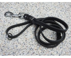 Lesa BLACK din piele naturala cu capete impletite si inel suplimentar 12 mm / 130 cm