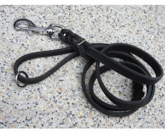 Lesa BLACK din piele naturala cu capete impletite si inel suplimentar 12 mm / 130 cm