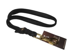 Lesa scurta tip bucla Black Junior Hundebedarf din piele naturala 15 mm / 35 cm feronerie alama