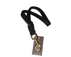 Lesa scurta tip bucla Black Junior Hundebedarf din piele naturala 15 mm / 35 cm feronerie alama
