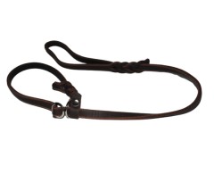 Lesa din piele Black Mamba pentru prezentare caini in expozitii canine , feronerie otel cromat 12 mm / 100 cm