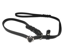 Lesa din piele Black Mamba pentru prezentare caini in expozitii canine , feronerie otel cromat 12 mm / 100 cm