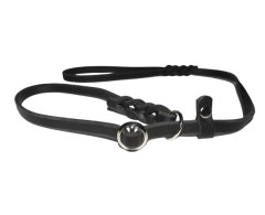 Lesa din piele Black Mamba pentru prezentare caini in expozitii canine , feronerie otel cromat 12 mm / 100 cm