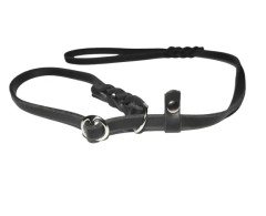 Lesa din piele Black Mamba pentru prezentare caini in expozitii canine , feronerie otel cromat 12 mm / 100 cm