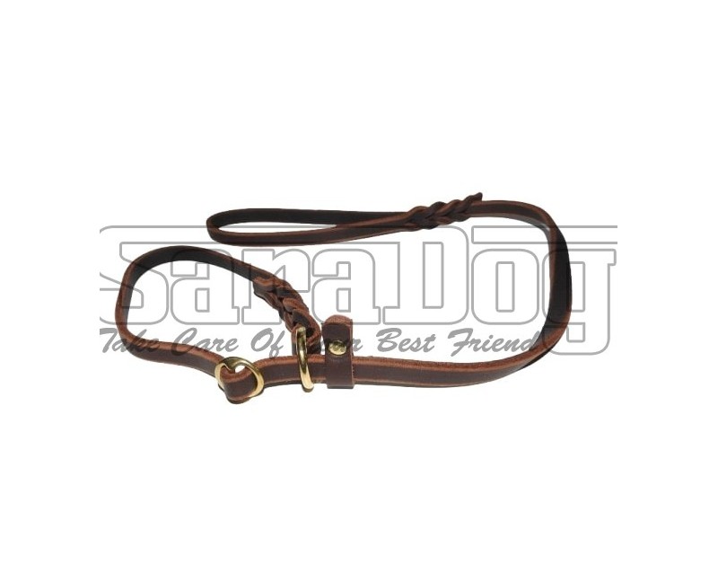 Lesa din piele strangulanta Black Mamba Leather® pentru prezentare caini in expozitii canine