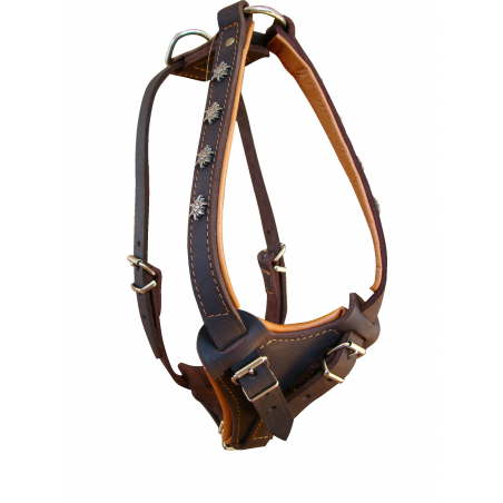 Ham de lux pentru caini confectionat din piele naturala fett si captusit cu piele moale nappa