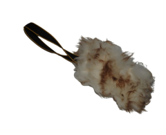 Tug din blana de oaie naturala cu maner scurt  pentru dresaj canin .