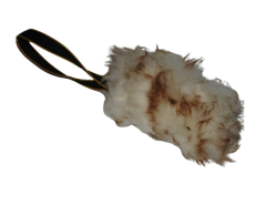 Tug din blana de oaie naturala cu maner scurt  pentru dresaj canin .