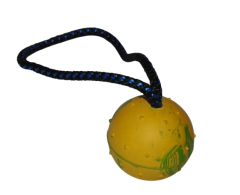 Minge din cauciuc natural Ø 6,5 cm cu maner tip bucla pentru dresaj canin