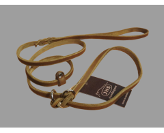 Lesa strangulanta din piele Junior Hundebedarf Olive Green pentru caini show 10 mm x 150 cm