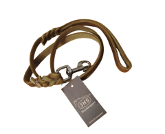 Lesa din piele cu capete impletite Junior Hundebedarf Olive Green 12 mm x 130 cm