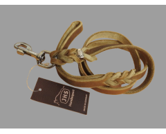 Lesa din piele cu capete impletite Junior Hundebedarf Olive Green 12 mm x 130 cm