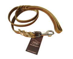 Lesa din piele cu capete impletite Junior Hundebedarf Olive Green 12 mm x 130 cm