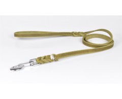 Lesa din piele cu capete impletite Junior Hundebedarf Olive Green 15 mm x 130 cm