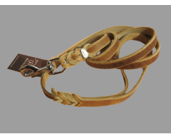 Lesa din piele cu capete impletite Junior Hundebedarf Olive Green 12 mm x 150 cm