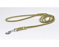 Lesa din piele cu capete impletite Junior Hundebedarf Olive Green 15 mm x 150 cm