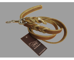 Lesa din piele cu capete impletite Junior Hundebedarf Olive Green 15 mm x 150 cm