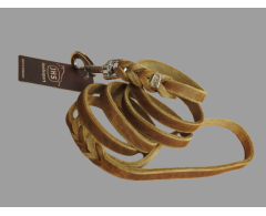 Lesa din piele cu capete impletite Junior Hundebedarf Olive Green 15 mm x 150 cm