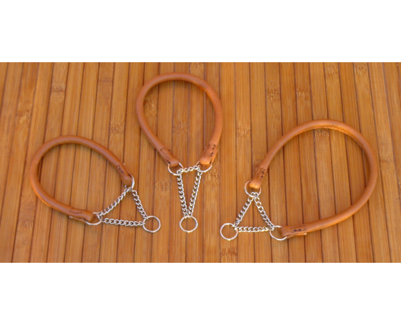 Zgarda de lux strangulanta pentru caini , din piele rotunda royal nappa