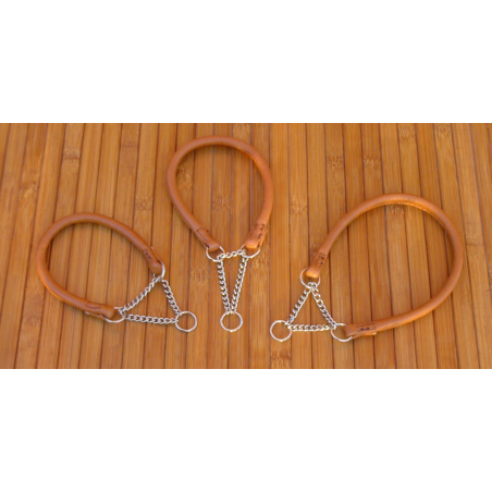 Zgarda de lux strangulanta pentru caini , din piele rotunda royal nappa