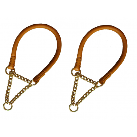 Zgarda de lux strangulanta pentru caini , din piele rotunda royal nappa