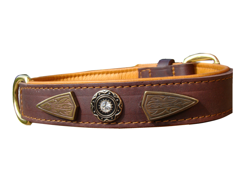 Zgardă de lux pentru caini , din piele naturala cu cristale swarovski