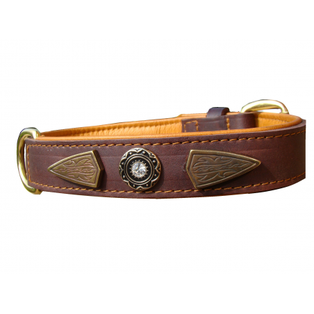 Zgardă de lux pentru caini , din piele naturala cu cristale swarovski