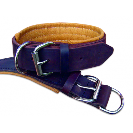 Zgarda lata pentru caini , din piele naturala fett si captusita cu piele moale 