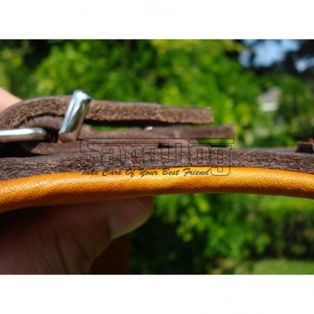 Ham de lux pentru caini confectionat din piele naturala fett si captusit cu piele moale nappa