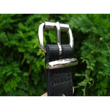 Zgarda de lux pentru caini din piele naturala si cristale Swarovski albe