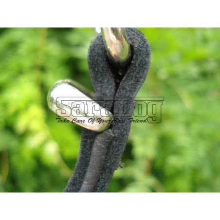 Zgarda de lux pentru caini din piele naturala si cristale Swarovski albe