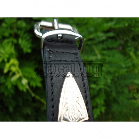 Zgarda de lux pentru caini din piele naturala si cristale Swarovski albe