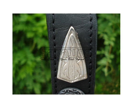 Zgarda de lux pentru caini din piele naturala si cristale Swarovski albe