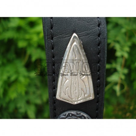 Zgarda de lux pentru caini din piele naturala si cristale Swarovski albe