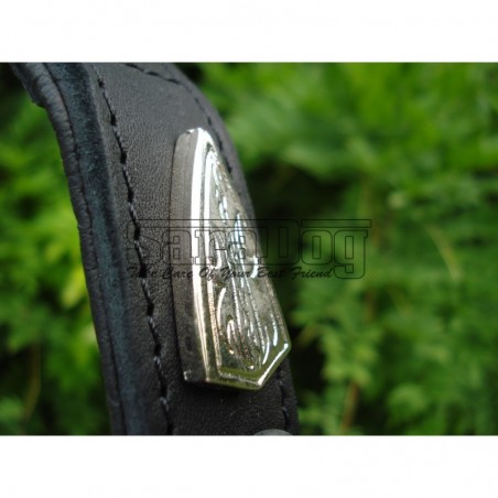 Zgarda de lux pentru caini din piele naturala si cristale Swarovski albe