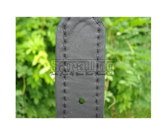 Zgarda de lux pentru caini din piele naturala si cristale Swarovski albe