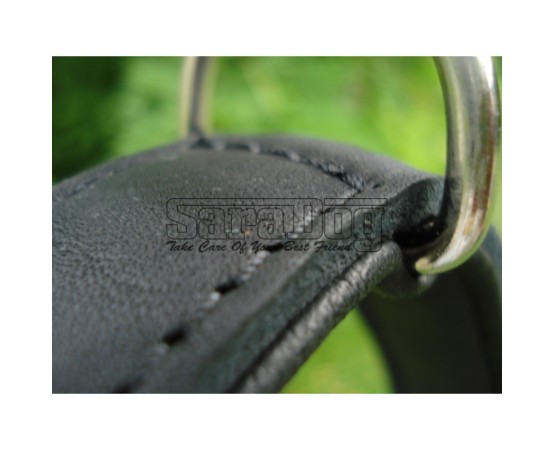 Zgarda de lux pentru caini din piele naturala si cristale Swarovski albe