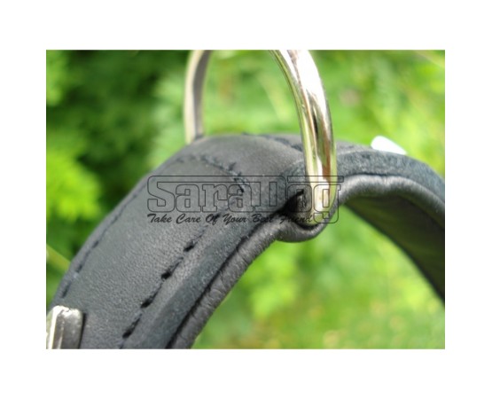 Zgarda de lux pentru caini din piele naturala si cristale Swarovski albe