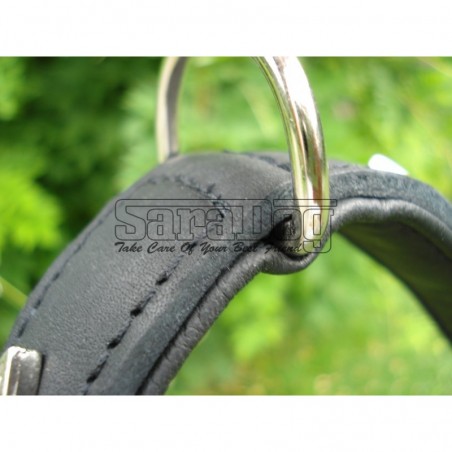 Zgarda de lux pentru caini din piele naturala si cristale Swarovski albe