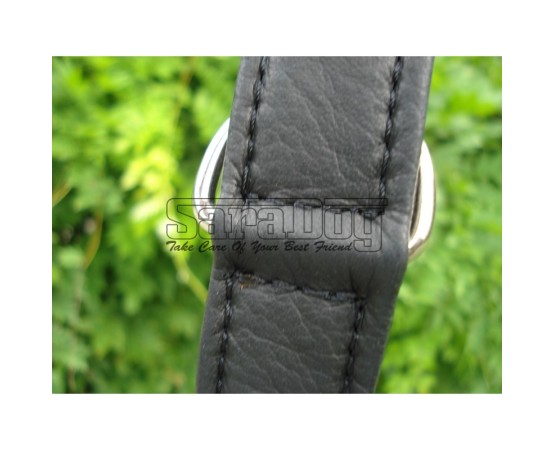 Zgarda de lux pentru caini din piele naturala si cristale Swarovski albe