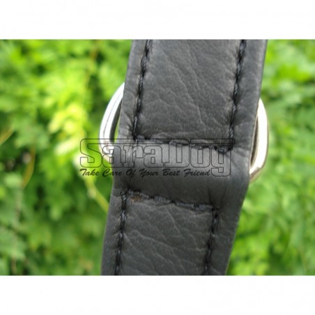 Zgarda de lux pentru caini din piele naturala si cristale Swarovski albe