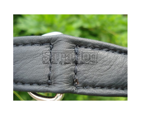 Zgarda de lux pentru caini din piele naturala si cristale Swarovski albe