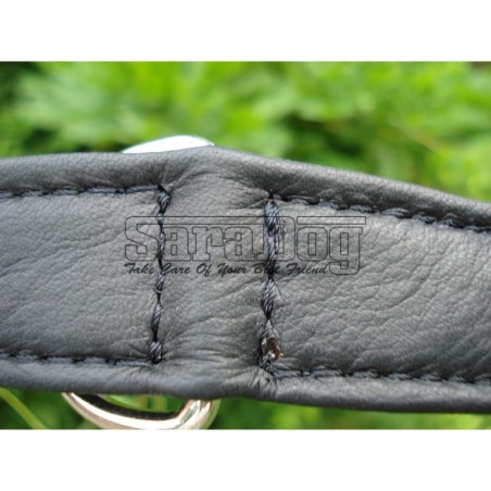 Zgarda de lux pentru caini din piele naturala si cristale Swarovski albe