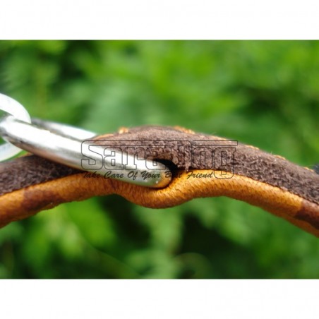 Zgardă de lux pentru caini , din piele naturala şi cristale Swarovski roz 