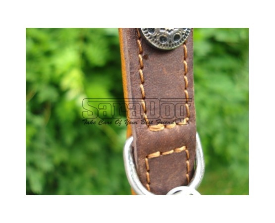 Zgardă de lux pentru caini , din piele naturala şi cristale Swarovski roz 