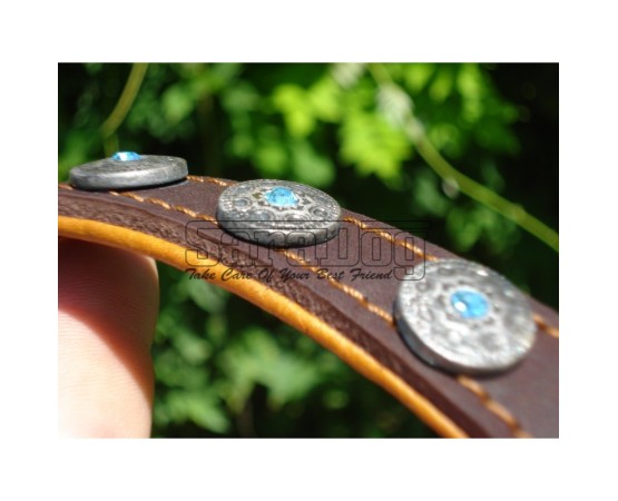 Zgardă de lux pentru caini din piele naturala si cristale swarovski 
