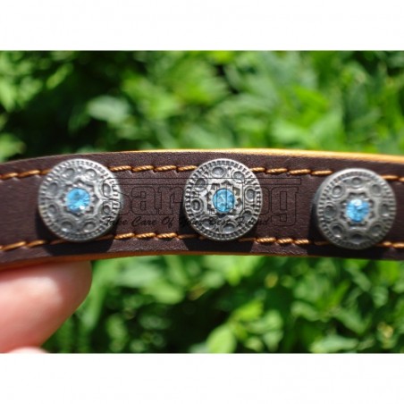 Zgardă de lux pentru caini din piele naturala si cristale swarovski 