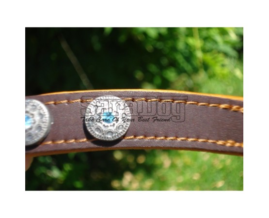 Zgardă de lux pentru caini din piele naturala si cristale swarovski 