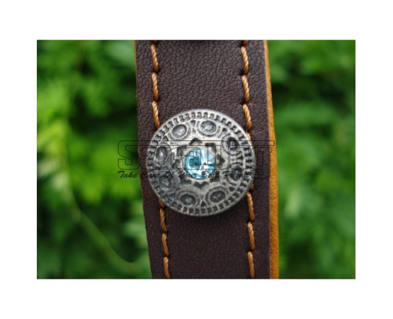 Zgardă de lux pentru caini din piele naturala si cristale swarovski 