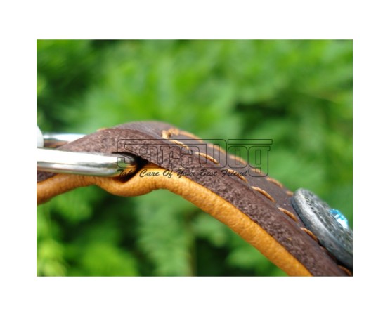 Zgardă de lux pentru caini din piele naturala si cristale swarovski 